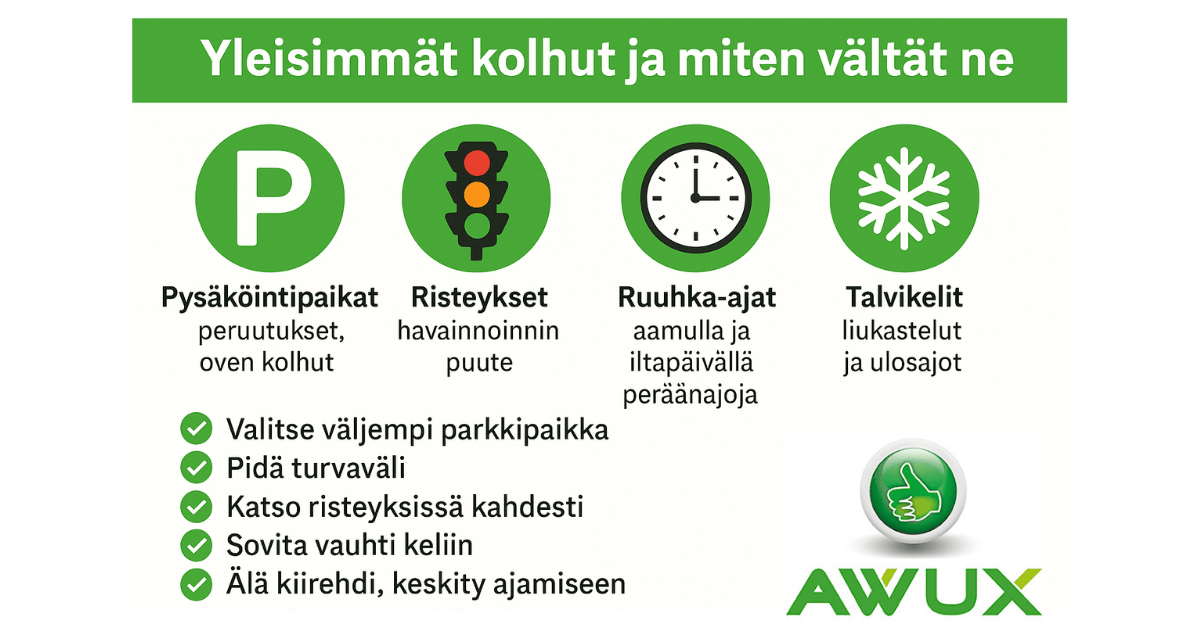 Kolhut ja kolarit – missä tapahtuu eniten, miten voi välttää?